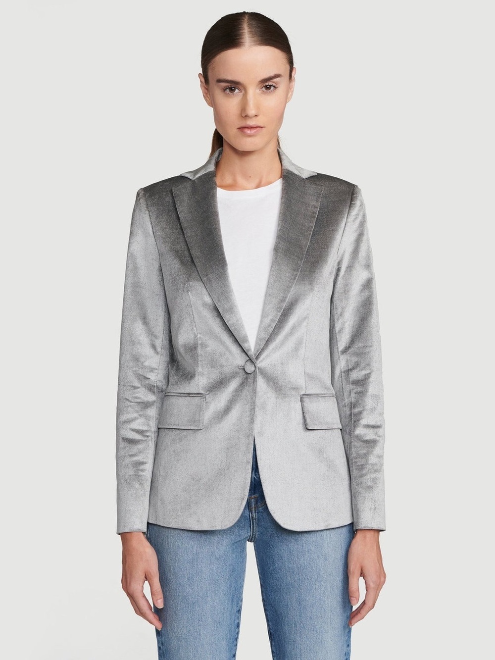 Frame Classic Blazer Silver Velvet Single Button NWT